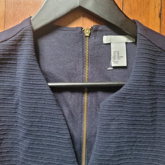 Navy Sheath Panelled Dress, sz XS - Picture 4 of 10